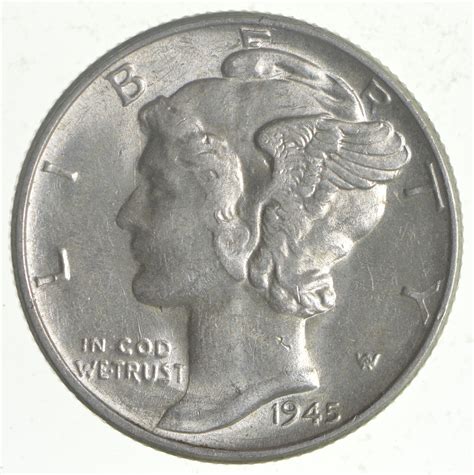 Blast WHITE 1945 Mercury Liberty Dime - 90% Silver - Stunning in High ...