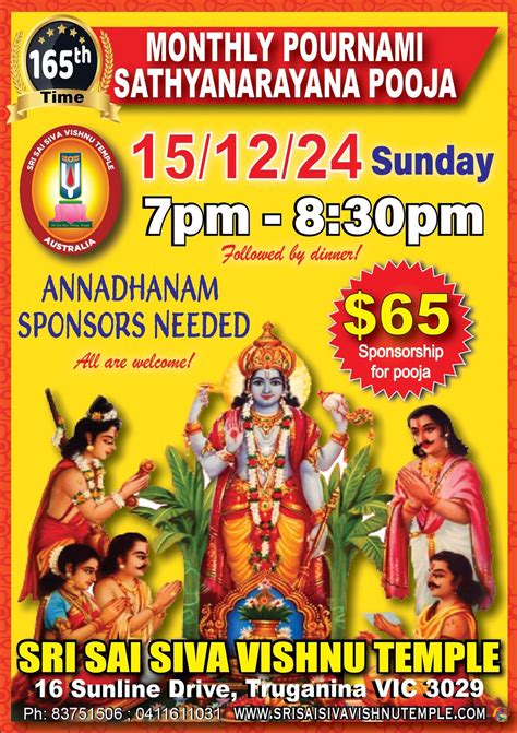POURNAMI SATHYANARAYANA POOJA, 16 Sunline Dr, Truganina VIC 3029 ...