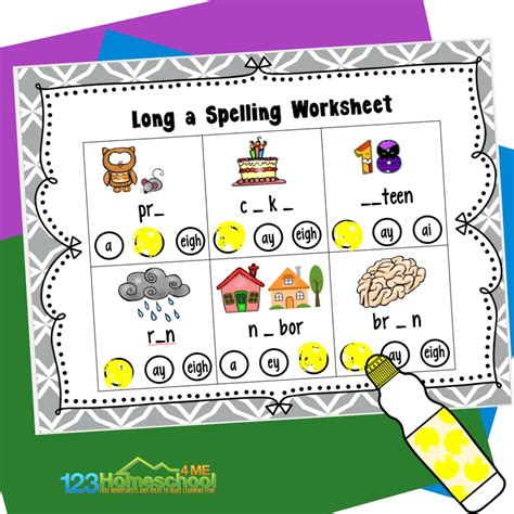 Free Printable Long a Vowel Worksheet Activity - Worksheets Library