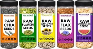 Naturewell Combo Pack of Chia Seeds 200g ,Flax Seeds 200g ,Watermelon ...
