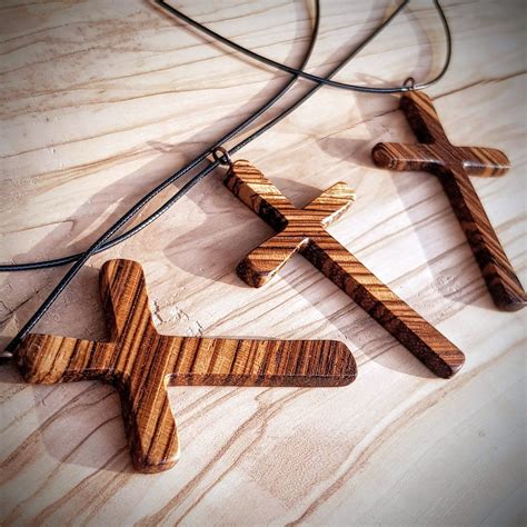 Exotic wood cross pendant - Oil Finish - small size