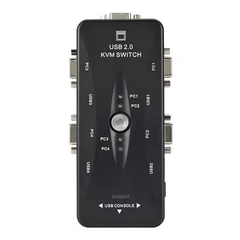 PARUHT 4 Port KVM Switch USB 2.0 VGA Adapter, One Button Swap, Black ...
