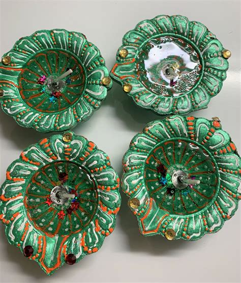 Buy Diwali Decoration Designer colourful Diya | Party Supplies ...
