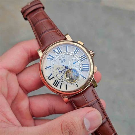 Cartie r Leather Brown Automatic Watch Circle Dial B – MANIAC WATCHES