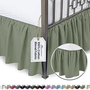 Buy Harmony Lane Ruffled Bed Skirt with Split Corners - King, Sage, 18 ...
