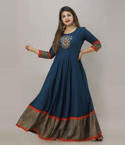 Gouri Women Embroidered Flared Kurta - Buy Gouri Women Embroidered ...
