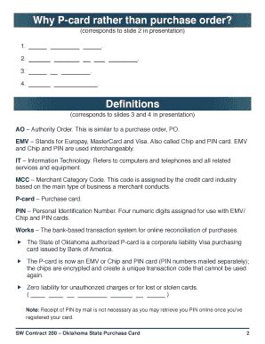 Fillable Online SW Contract 200 Oklahoma State Purchase Card. Fillable ...