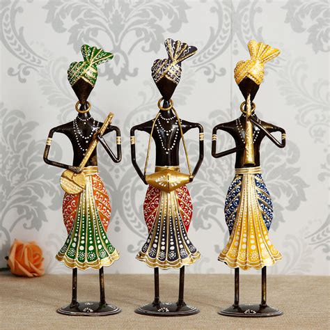 Set of 3 Tribal Man Playing Different Musical Instruments Decorative ...