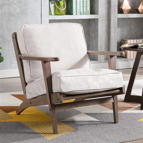 Buy DM-Furniture Mid-Century Morden Accent Chair Fabric Upholstered Arm ...