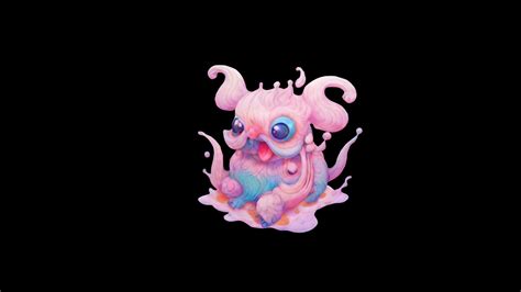 a pink and blue monster with a white and blue be - Download Free 3D ...