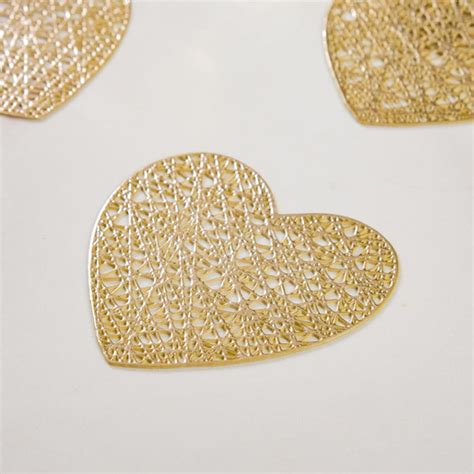 Glimmering Heart Coaster Gold Set of 6 Online - Premium Coaster | Nestasia