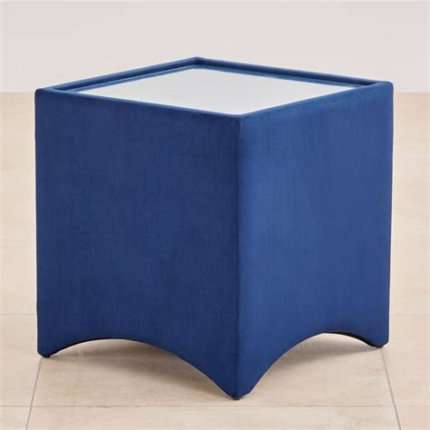 Buy Stellar Max Fabric Bed Side Table with Drawers - Blue from Home ...