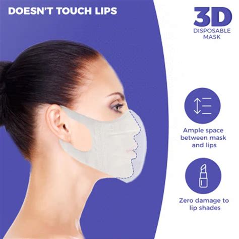 Careview 3 Dimensional(3D) Face Mask With Fabric Ear Loop Box , 4 Laye ...