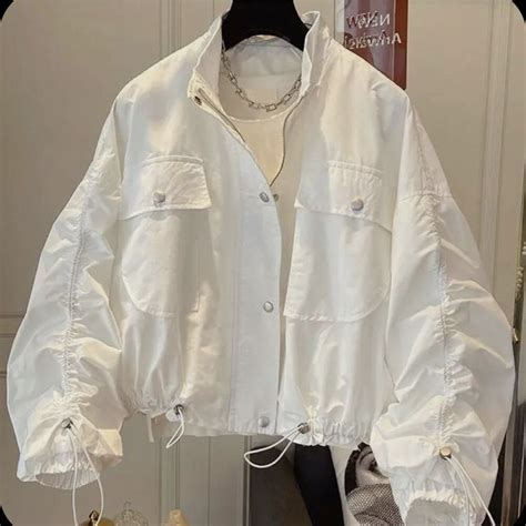 White jacket | Womens spring jackets, Drawstring coat, Coats for women