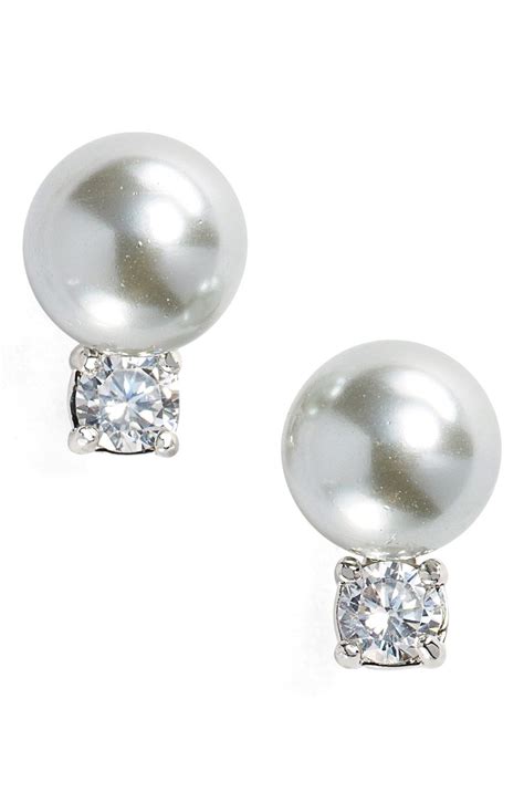 'pearls of wisdon' faux pearl stud earrings kate spade new york grey ...