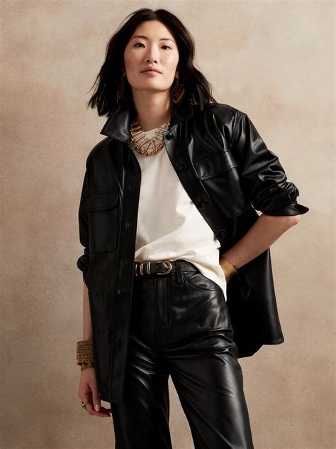 Leather Shirt Jacket | Banana Republic
