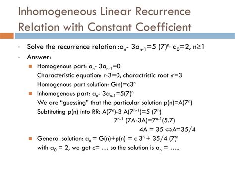 Image result for Particular Integral of Recurrence Relation