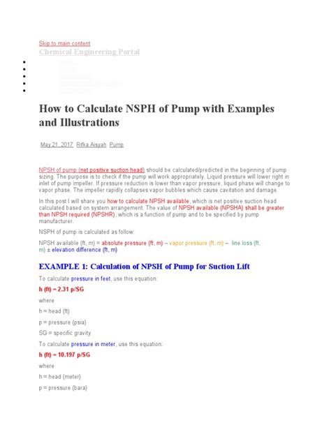 Image result for NPSH Example Problems