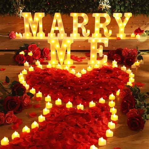 Timisea Marry Me Light Up Letters, LED Marry Me Sign, Red Heart Sign ...