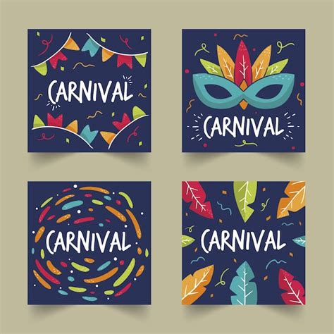 Carnival party instagram post collection | Free Vector