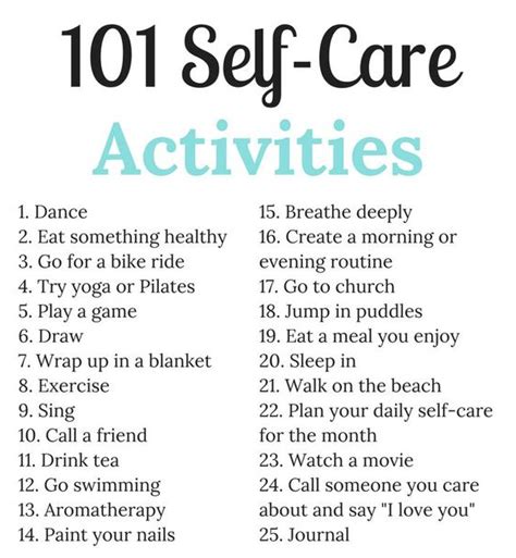 101 Self-Care Activities | Self care activities, Activities for teens, Self