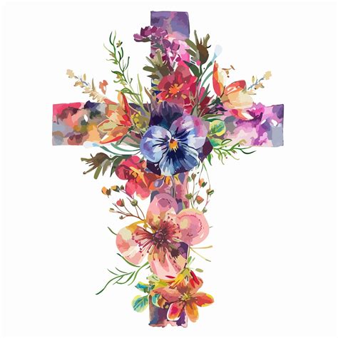 A cross with flowers and a cross with a cross on it | Premium AI ...