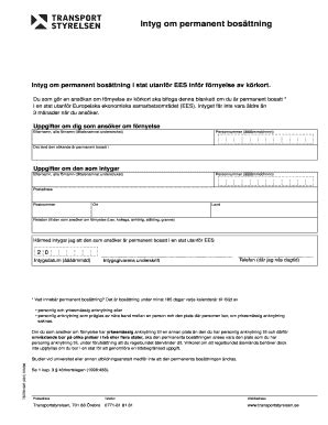 Fillable Online alltomkorkort Intyg om permanent bosttning i stat ...