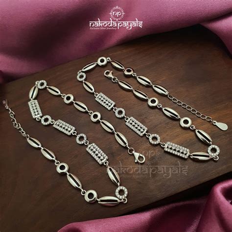 Luring CZ Rhodium Anklets(A1736) – Nakoda Payals