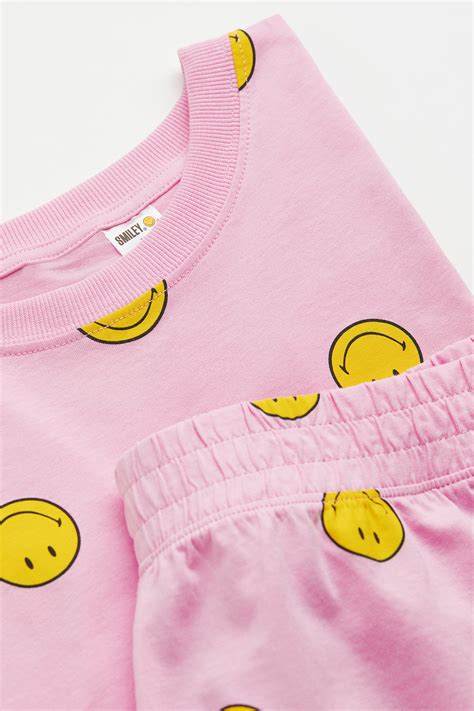 Patterned cotton pyjamas - Light pink/Smiley® - Ladies | H&M IN