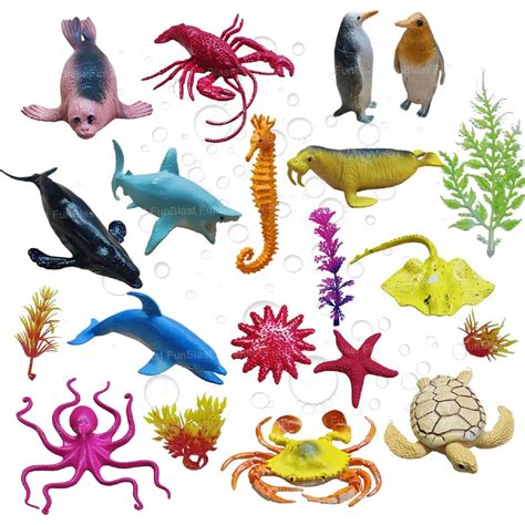 Realistic Sea Animal Toys - 20 Pcs Under Sea World Sea Animal Toys for ...