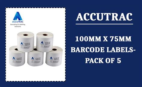 ACCUTRAC 100mm X 75mm Barcode Chromo Paper Labels Stickers (Pack of 5 ...