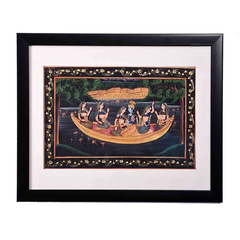 Boat Ride Of Radha Krishna Painting (16.5*13.5 Inches) – TOKENZ