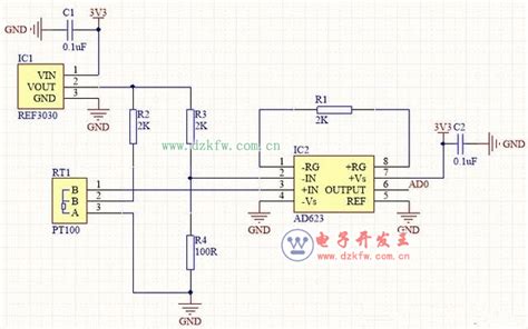 热电阻pt100温度传感器电路图工作原理图解