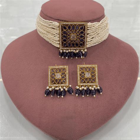 Noor-E-Afreen Pearl Choker Set – Royal Violet Amethyst Edition ...