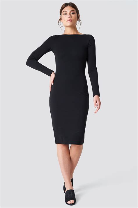 Black Midi Dress With Boat Neck at Noah Bugnion blog