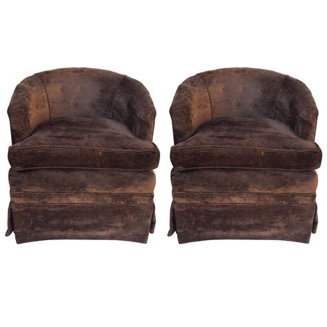 Pair of Petit Swivel Rocking Barrel Chairs at 1stDibs