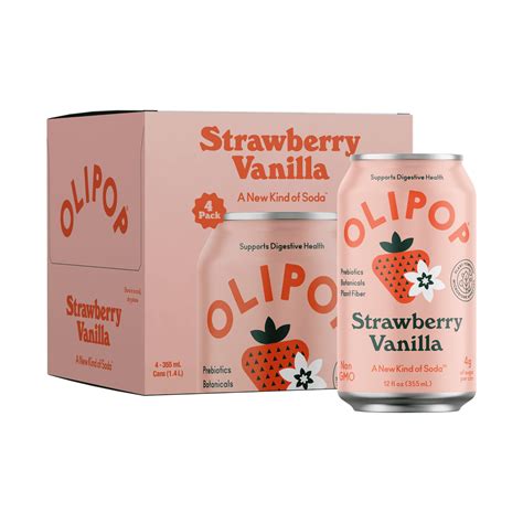 OLIPOP Prebiotic Soda, Strawberry Vanilla, 12 fl oz, 4 Pack, Pantry ...