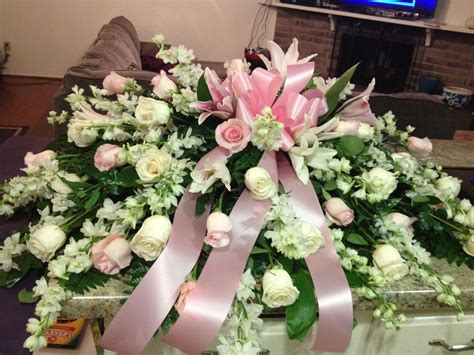 Pink and White Casket Spray | Funeral Flower Arrangements