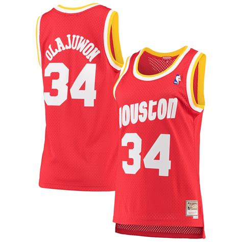 Women's Mitchell & Ness Hakeem Olajuwon Red Houston Rockets 1993-94 ...