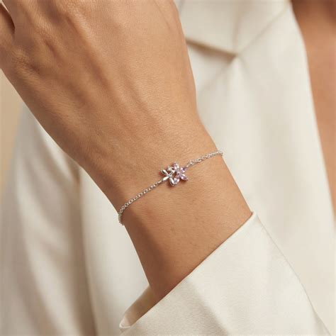 925 Sterling Silver Pink Floral Bracelet – Unniyarcha