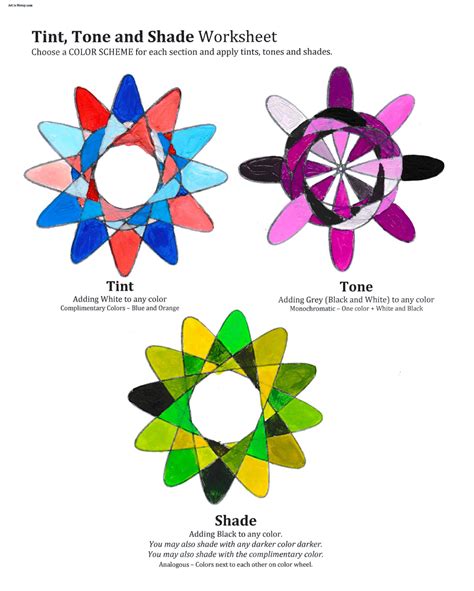 Worksheet: How to Tint, Tone, and Shade Colors - Art Lesson Plans