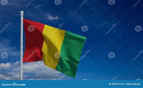 Guinea Aka Guinea-Conakry Flag, Waving in the Wind - 3d Rendering Stock ...