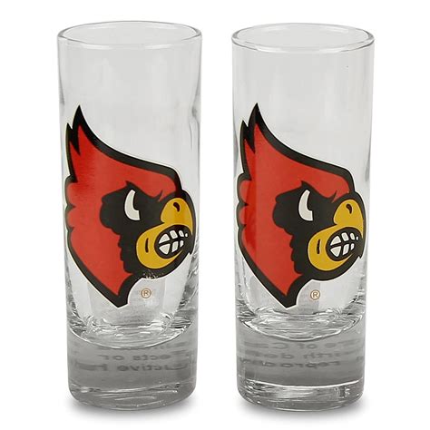 NCAA Color Team Logo 2oz Cordial Shot Glass 2-Pack (Louisville ...