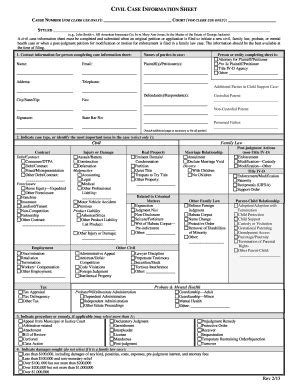 Civil Case Information Sheet Styled Divorce - Fill and Sign Printable ...