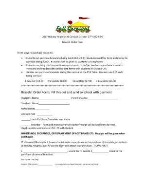 Fillable Online Bracelet Order Form: Fill this out and send to school ...
