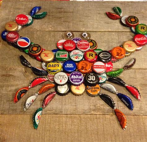 My bottle cap crab | Bottle cap crafts, Bottle cap art, Bottle cap projects