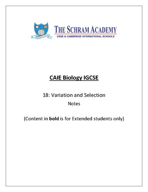 Chapter 18: Variation and Selection - CAIE Biology IGCSE Notes - Studocu