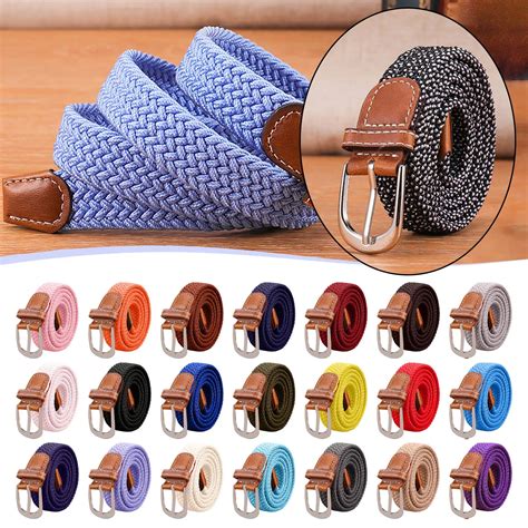Multi Colors Men Women Casual Knitted Pin Buckle Belt Woven Canvas ...