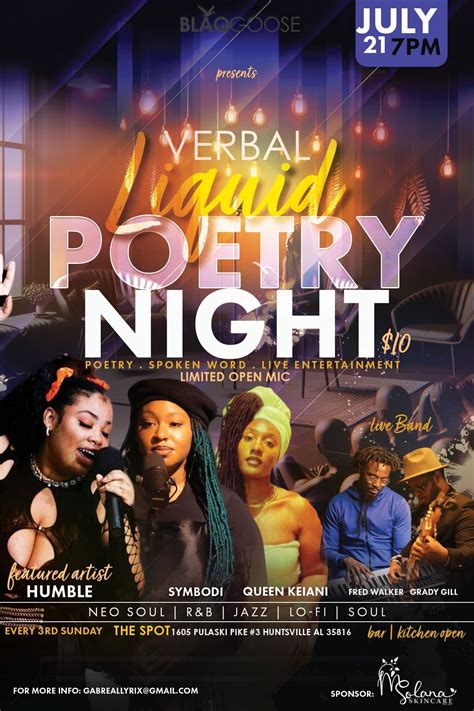 Verbal Liquid Poetry Night, Twisted Bartender Co., Huntsville, 21 July ...