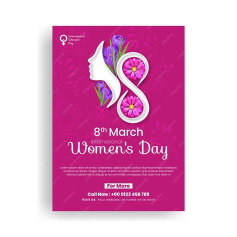 Premium Vector | 8 march womens day print flyer or poster with female ...